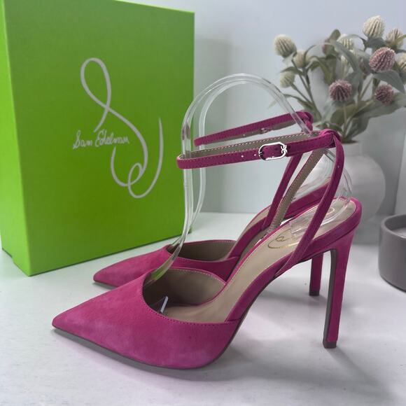 Sam Edelman Shoes - Sam Edelman Avril Suede Ankle Strap Stiletto Heeled Sandals Dahlia Pink Women 8M